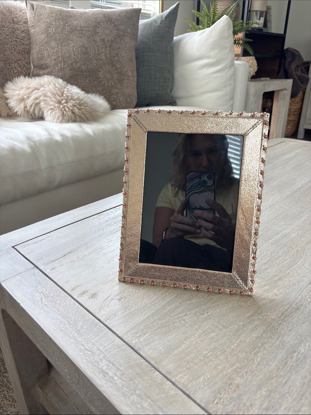 Anthropologie Rose Gold Beaded Frame